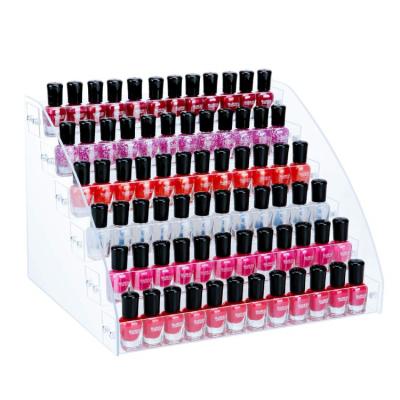 China Makeup store; 2022 Home Clear Acrylic Nail Polish Display Stage Rack For Cosmetic Makeup Rack TCD-NP-1 for sale