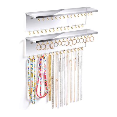 China TJN11 Modern Clear Space Jewelry Organizer Wall Mounted Hanging Acrylic Necklace Organizer Display for sale