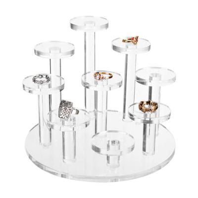 China Modern Acrylic Risers Dresser Clear 9-Tier Ring Organizer Transparent Jewelry Display Top Jewelry Rack for sale