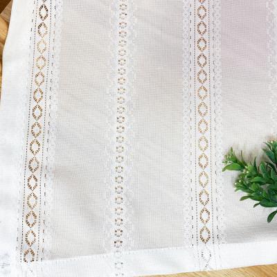 China Sheer Mesh Sheer Mesh Voile Fabric Breathable White Polyester Net Window Jacquard Tulle Knitted White Sheer Mesh Voile Fabric for sale