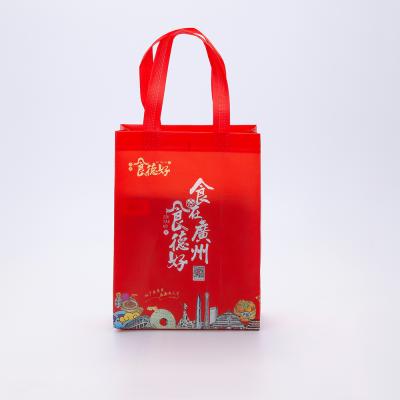 China Hot Selling Disposable Nonwoven Grocery Logo Printed Fabric Gift Shopping Food Packaging Bags With Handles for sale