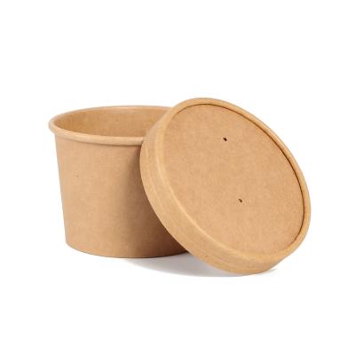 China Disposable Biodegradable 16OZ Wrapping Paper Soup Cups With Lids For Hot Food for sale