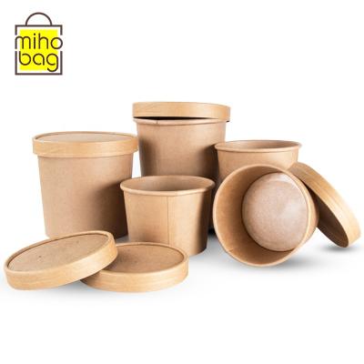 China Single Wall Food Grade Biodegradable Kraft Take Away Disposable Paper Soup Bowls for sale