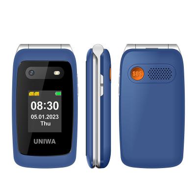 China Speed Dial Flip Elderly Mobile Phones 1450mAh UNIWA V202T Blue Lightweight for sale