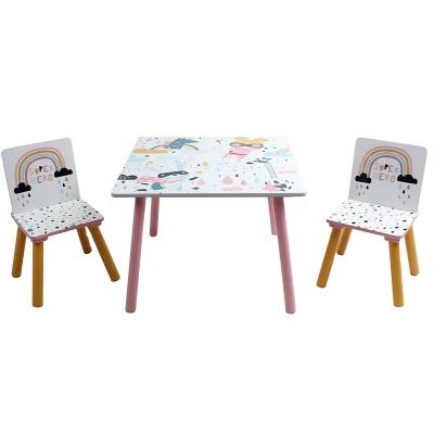 China Friends Kids Modern And Solid Wood Toffee Table Chairs Set Heat Transfer Printing Technology for sale