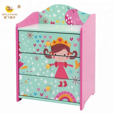 China Wooden MDF board kids bedside cabinet with three drawers nightstand for sale