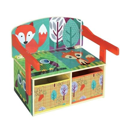 China PANELS Caramel and Friends Kids Chair Wood Convertible Desk with Toy Storage Bins in Woodland Design for sale