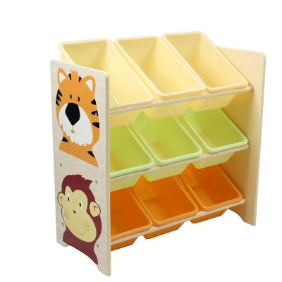 China Toffee and Viable WATER-COLOR Kids Friends Toy Storage Organizer with 9 Plastic Bins in Animal Design for sale