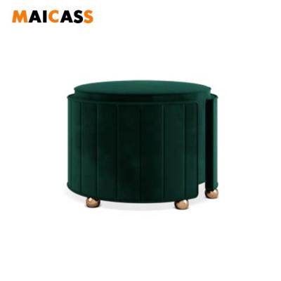 China Glamorous Small Brass Feet Stool Elegant Brushed Round Stool for sale