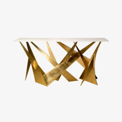 China Gold Adjustable Luxury Pointed Leg Rectangular (Height) Modern Console Table for sale