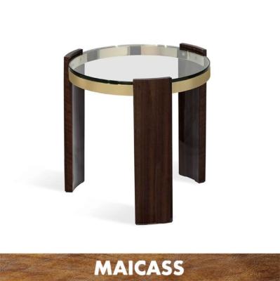 China Latest Modern Home Modern Glass Stainless Steel Glass Cafe Decor Hotel Side Table for sale