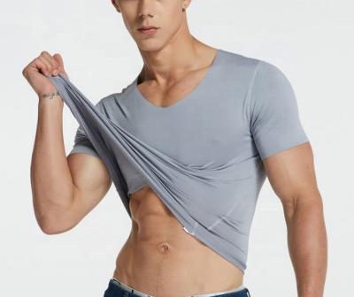 China New Antibacterial Men's V-neck Sweat Proof Strong Elastane Invisible Thin No-Loose Form Fit Knitwear for sale