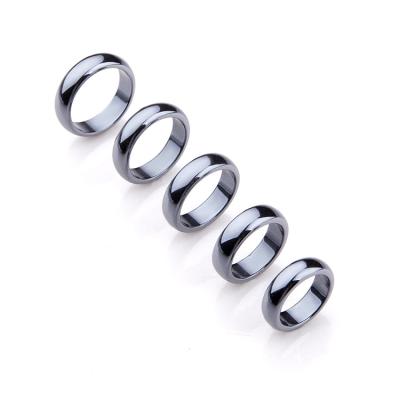 China Health Magnetic Ring Geometry Factory Price Natural Black Hematite Hematite Ring for Men and Women Magnetic Hematite Ring for sale