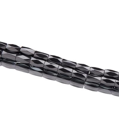 China Geometry Magnetic Hexagonal Column Beads With Cut Angles Hematite Magnetic Beads Can Be Customized In Size And Shape for sale