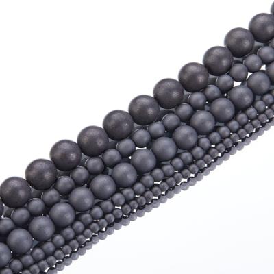 China Factory Direct Supply of Geometry Frosted Round Beads Jewelry Accessories Magnetic Hematite Round Frosted Loose Beads Can Be Customized for sale