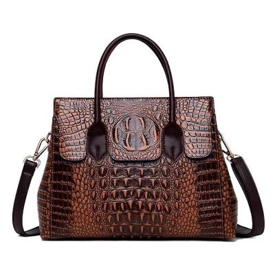 China Other Hot Sale PU Leather Women Tote Bag Crocodile Logo Texture Middle Aged Custom Stylish Handbags Ladies Handbags for sale