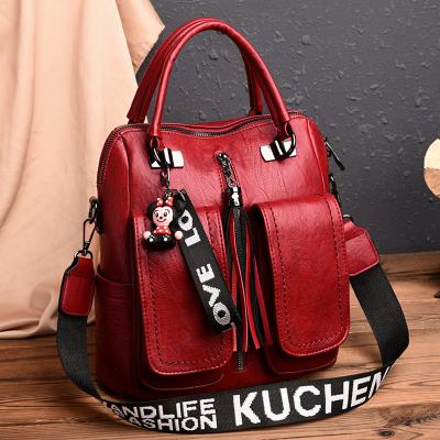 China New PORTABLE women backpack high quality leather school bags for teenage girls fashion ladies shoulder bags travel backpack for sale