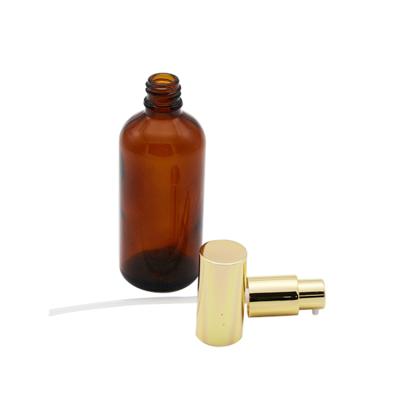 China Personal Skin Care Packaging Empty Cosmetic 100ml Glass Pump Lotion Packing Amber Bottle for sale