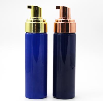 China 200ml Foam Cosmetic Bottle Custom Color PET Bottle With Plated Foam Pump For Personal Care Facial Cleanser for sale