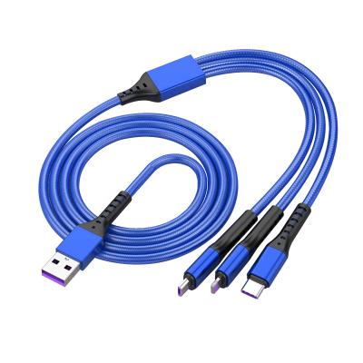 China Data Transmission Charging 3 In 1 Universal Fish Wire Pigtail 5A Super Fast USB Cable for sale