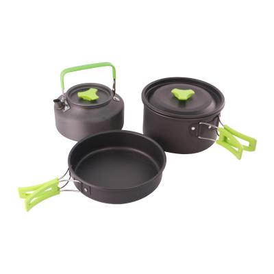 China Camping Cookware Set with Kettle Pan Pot Suit for Outdoor CS02 for sale