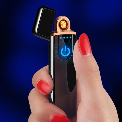 China USB Touch Mini Windproof Mini Windproof Minimalist Sensor Metal Flameless Rechargeable Electronic Cigarette Lighter for sale