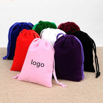 China Recyclable Promotional Customized Logo Drawstring Velvet Storage Packaging Jewelry Pouch Gift Bag for sale