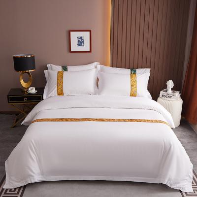 China Nondisposable Made in China Hotel Delicate Comforter Printed White Bed Sheets 100% Egyptian Cotton Bedding Set for sale