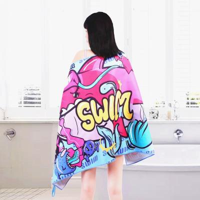 China Viable Wholesales Summer Design Large Logo Sand Free Superdry Microfiber Digital Printed Beach Towel for sale