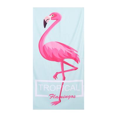 China Viable In Stock Hidden Button Flamingo Printed Microfiber Super Absorbent Water Free Recycled Sand Beach Tower for sale