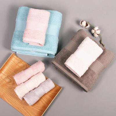 China Manufacturer Good Quality Low MOQ 3PCS Terry Fabric Antimicrobial 100% Cotton Hand Face Bath Towel Set for sale