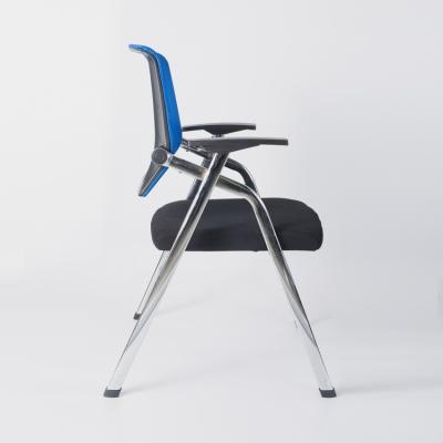 China Office Chair Training Chair With Writing Board Manufacturer Metal Frame Fabric Student Chair Conference Use Exercising Stacking Office Chair for sale