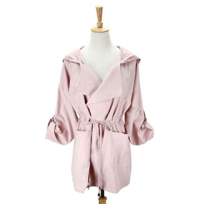 China 2022 New Breathable Outdoor Ditch Lapel Casual Lightweight Jackets With Hood Women Open Front Long Trench Coats for sale