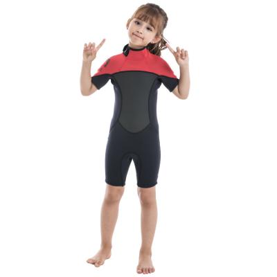 China Girls And Boys 2.5mm One Piece Swimsuit Breathable Thermal Short Sleeved Shorts Surf Diving Suit for sale