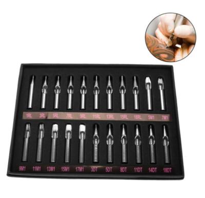 China 304 Stainless Steel Permanent Tattoo Nozzle Tips 22pcs Kit Mixing Set of Tattoo Tips for Tattoo Needles Accessories for sale