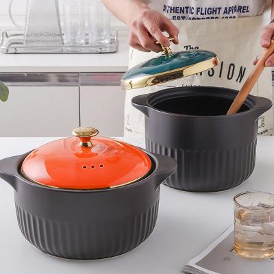 China Durable Simple Luxury High Temperature Glaze Color Casserole Fire Household Stew Pot Casserole Durable Open Pan for sale