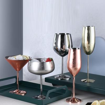 China 500ml 304 stainless steel single champagne red wine glass wine glass metal goblet cocktail glass for sale