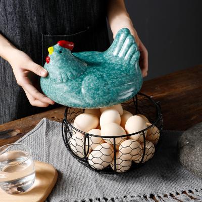 China Basket Hot Iron Storage Resin Novelty Selling Kitchen Hen Eggs Decorative Portable Modeling Storage Box for sale