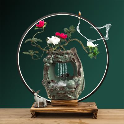 China Ceramic Circle Of Running Water Furniture Office Decoration Light Desk Ornaments Green Household Items for sale