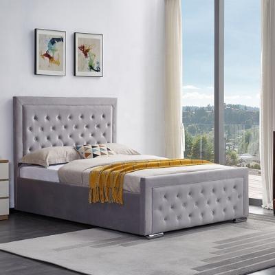 China European Style Diamond Tufted Full Bottom Furniture Bedroom Furniture Queen Size Velvet Queen Size Modern Bed Adorning for sale