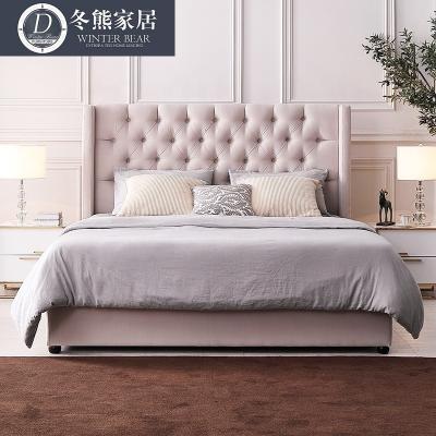 China Modern Velvet Ornate Upholstered Beds Queen Size Bed Bedroom Furniture Wingback King Bed for sale