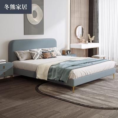 China 2021 New Design Modern Low Height Headboard Super Comfortable Platform Frame King Base Soft Bed for sale