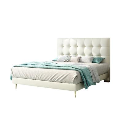 China Storage Factory Price Asian Fashion Tufted Headboard Gold Stainless Steel Legs Bed Frame King for sale