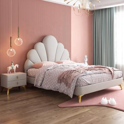 China Cheap Mid Century Teens Kids Bedroom Furniture Cheap Elegant Faux Leather Bed Frame Twin Small Double for sale