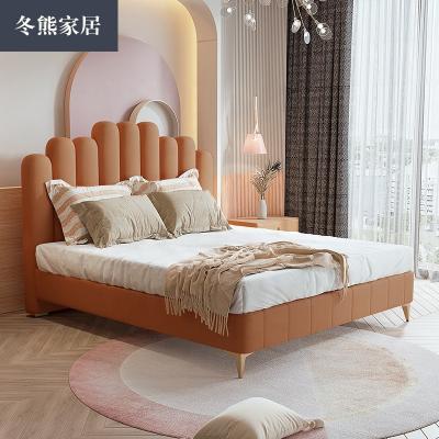 China Mid Century Factory Price Fashion Asian Easy Assembly Faux Leather Children Double Bed for sale