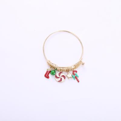 China CLASSIC Christmas Boots Bells Star Alloy Bangle Pendant Cuff Bracelet As Christmas Ornament for sale