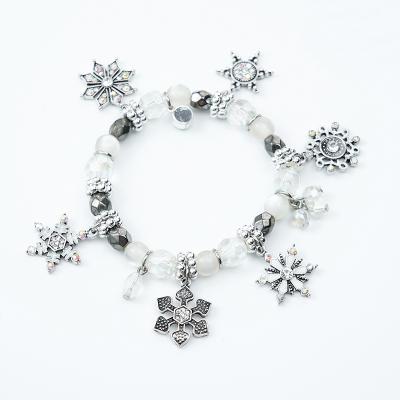 China CLASSIC Bracelet Factory Supply Elegant Snowflake Gemstone Bead Stretch Bracelets for sale