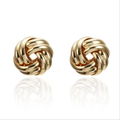 China Euramerican punk wind contracted small metal small button twisted eardrop personality irregular wind punk knot earring for sale