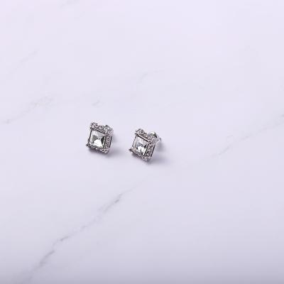 China Trendy Fashion Luxury White Gold Diamond Studs Cubic Rhinestone Earrings For Women for sale