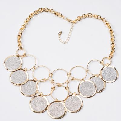 China 2021 hot sale exaggerated sequin multiple ring necklace personality stitching necklace fashion ladies for sale